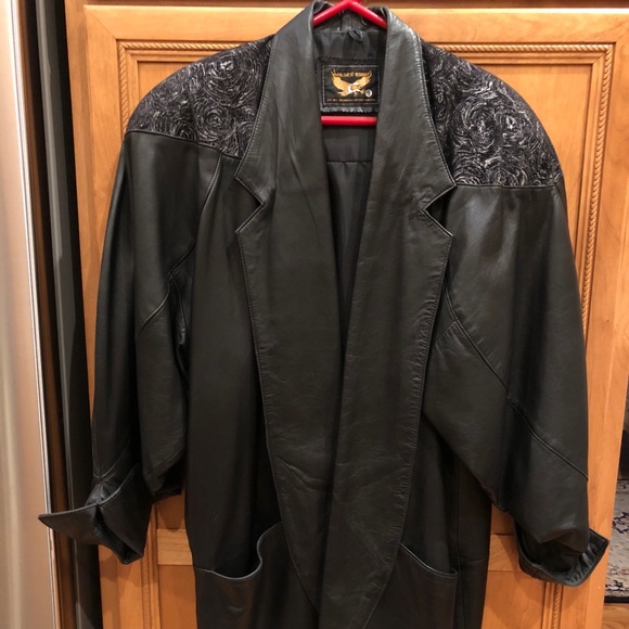 Golden eagle black leather open jacket - Picture 1 of 7